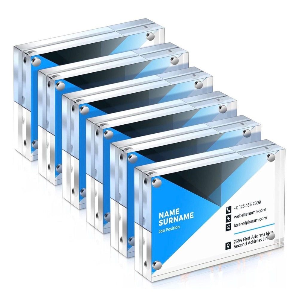 Xuhal Acrylic Business Card Frame 2.5x3.5 Magnetic Photo Block 20mm Clear 3 Pcs